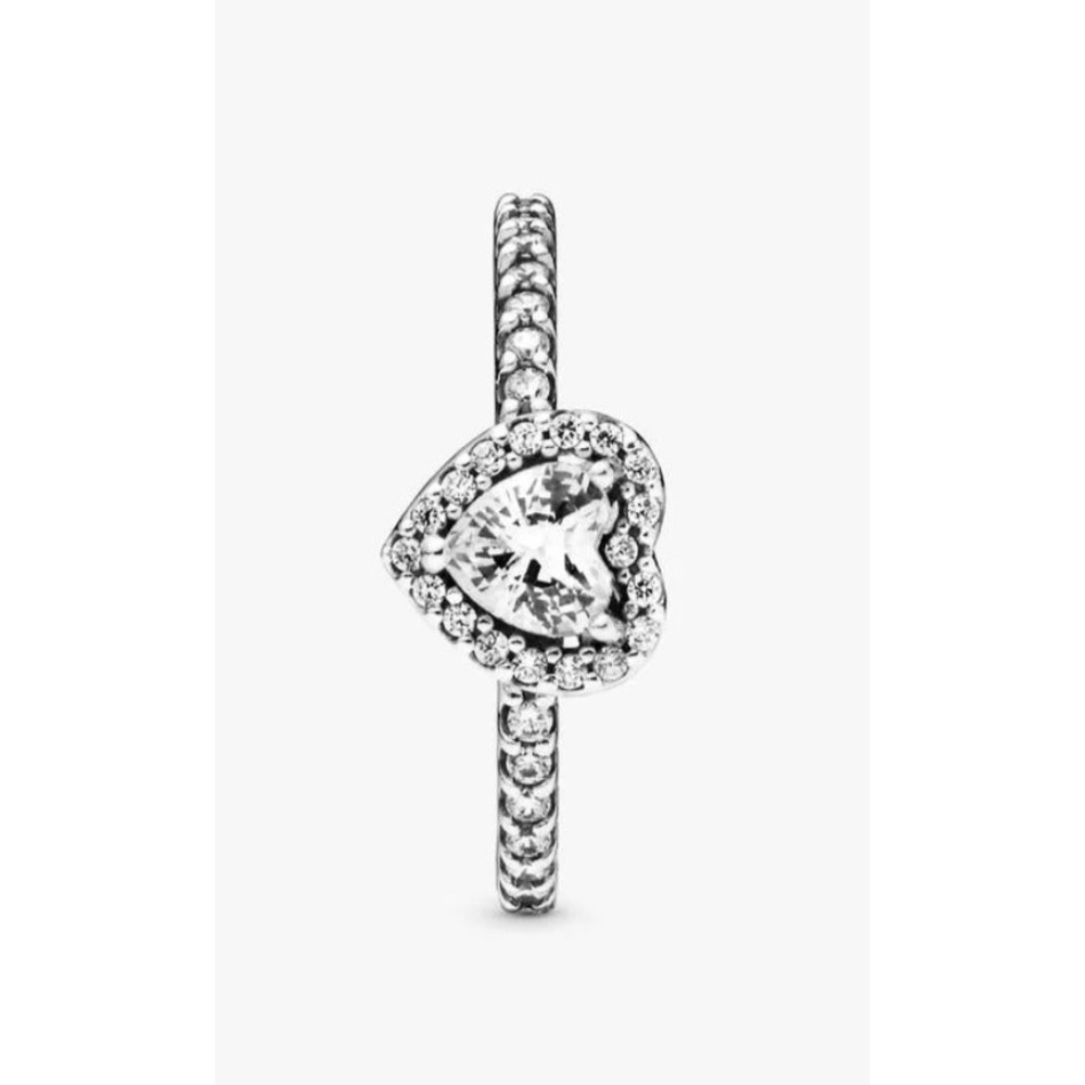 NEW Pandora Elevated Heart Ring Sterling Silver CZ Halo Statement Ring Size 6